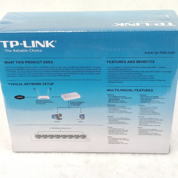 tp-link tl-sf1008d 10/100mbps 8-port desktop switch ethernet network rj45 port s - Picture 2 of 3